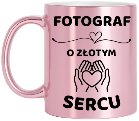 Kubek różowy z dedykacją wyjątkowy prezent dla Pani FOTOGRAF