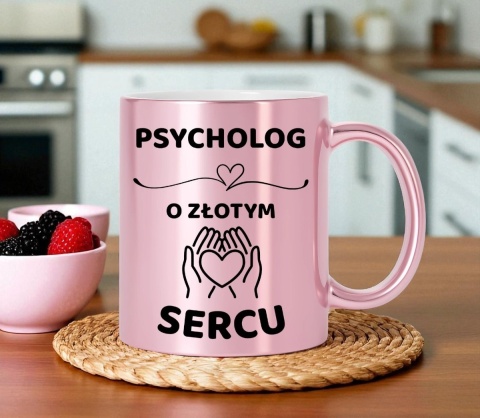 Kubek różowy z dedykacją wyjątkowy prezent dla Pani PSYCHOLOG