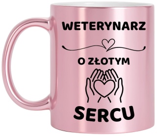 Kubek różowy z dedykacją wyjątkowy prezent dla Pani WETERYNARZ