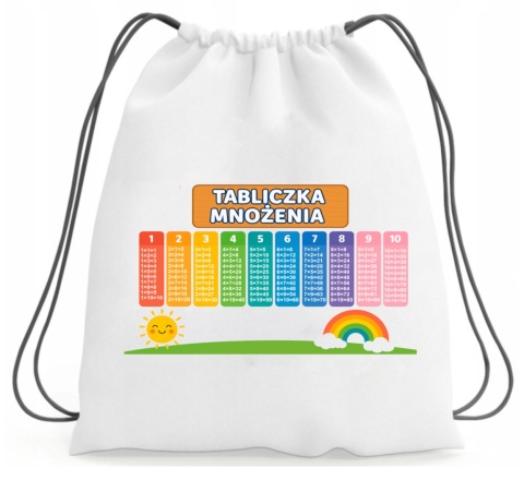 Plecak z TABLICZKĄ MNOŻENIA edukacyjny worek do szkoły przedszkola na buty
