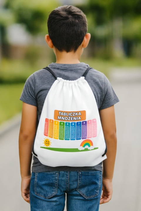 Plecak z TABLICZKĄ MNOŻENIA edukacyjny worek do szkoły przedszkola na buty