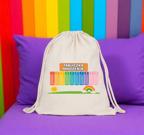 Worek na buty kapcie plecak TABLICZKA MNOŻENIA gruby mocny edukacyjny