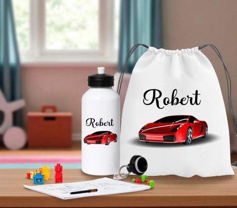 Zestaw bidon i plecak z imieniem dziecka worek do szkoły buty kapcie wzory