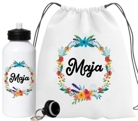 Zestaw bidon i plecak z imieniem dziecka worek do szkoły buty kapcie wzory
