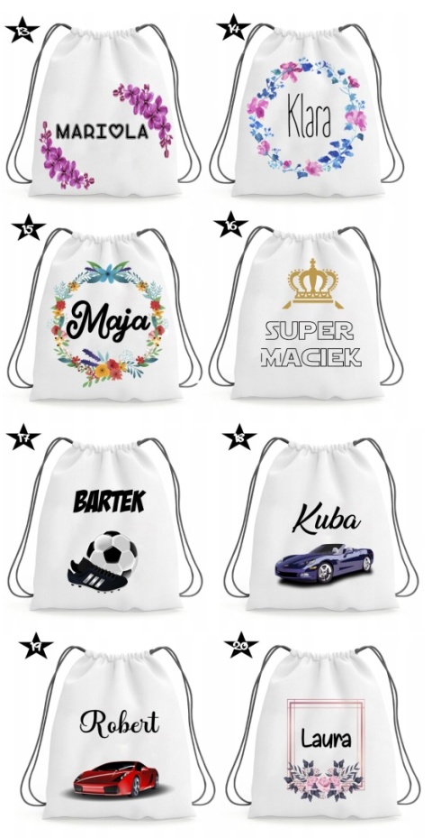 Zestaw bidon i plecak z imieniem dziecka worek do szkoły buty kapcie wzory