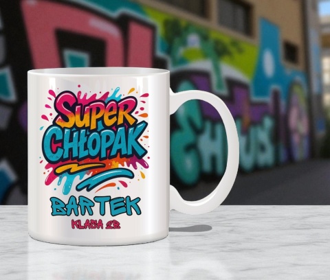 Kubek z nadrukiem prezent Dzień CHŁOPAKA dla kolegi z klasy z IMIENIEM