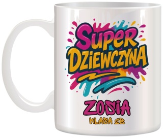 Kubek z nadrukiem prezent Dzień DZIEWCZYNY dla koleżanki z klasy z IMIENIEM