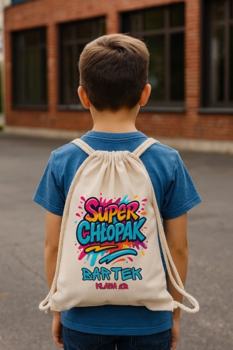Plecak PREMIUM na Dzień Chłopaka worek na buty kapcie do szkoły przedszkola