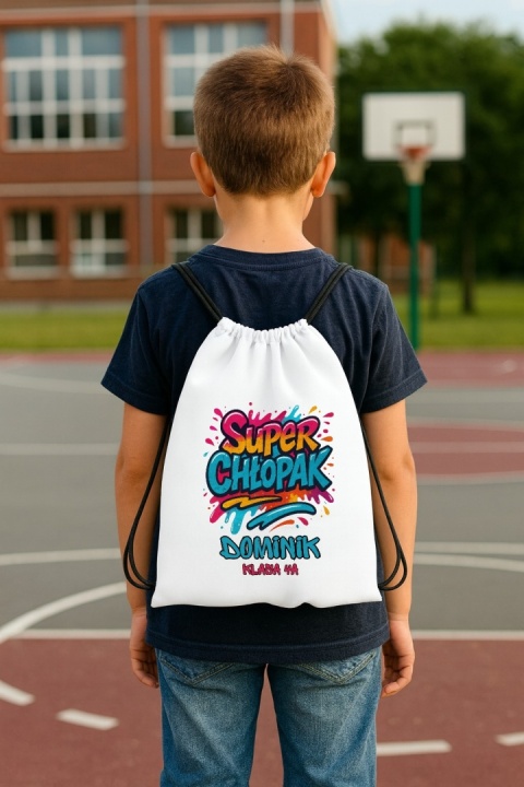 Plecak z imieniem Dzień Chłopaka worek na buty kapcie do szkoły przedszkola