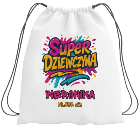 Plecak z imieniem Super Dziewczyna worek na buty do szkoły przedszkola