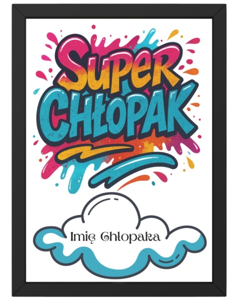 Ramka Dyplom SUPER CHŁOPAK Prezent Dzień Chłopaka z imieniem dla kolegi