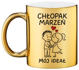 Złoty kubek premium z dedykacją wyjątkowy prezent Dzień Chłopaka