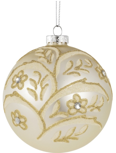 Bombka szklana ozdoba świąteczna dekoracja 10cm perłowy