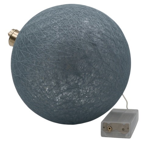 Bombka zawieszka cotton ball lampka LED 16cm niebiesko-szara