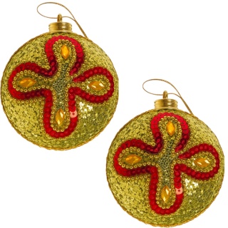 Bombki choinkowe ozdoby świąteczne 9.5cm 2szt złoty brokat