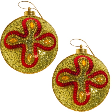 Bombki choinkowe ozdoby świąteczne 9.5cm 2szt złoty brokat