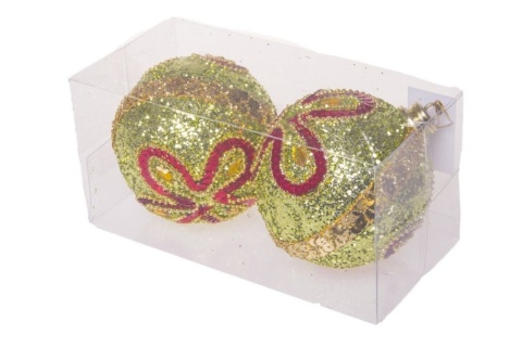 Bombki choinkowe ozdoby świąteczne 9.5cm 2szt złoty brokat