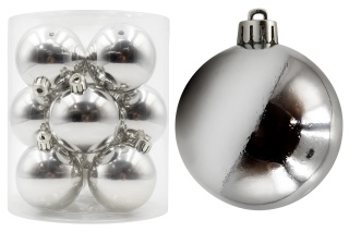 Bombki choinkowe plastikowe ozdoby świąteczne 6cm 12szt srebrny