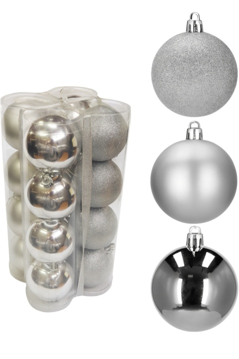 Bombki choinkowe plastikowe ozdoby świąteczne 6cm 16szt srebrne