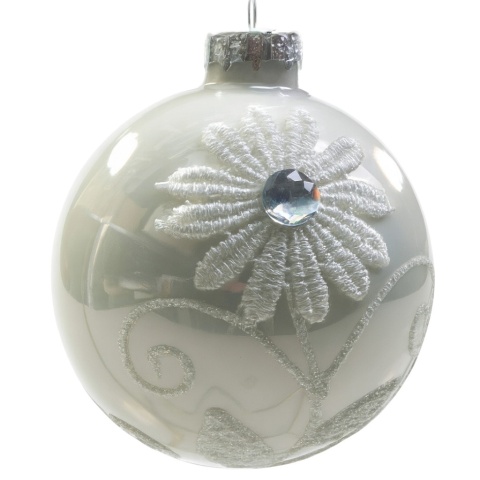 Bombki choinkowe szklane ozdoby świąteczne 8cm 3szt perłowe zdobione