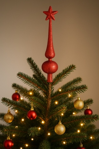 Czub na choinkę Plastikowy 27cm Czerwony