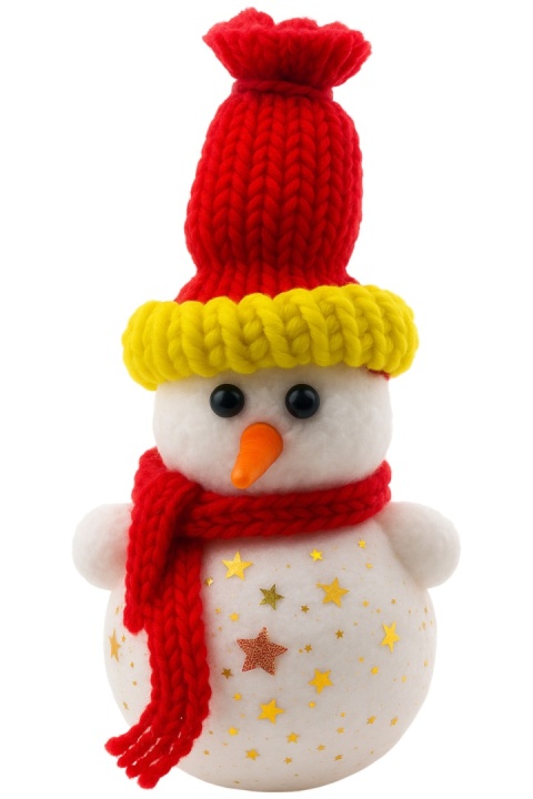 Figurka Bałwan świecący LED ozdoba świąteczna 16cm czerwony