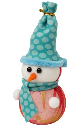 Figurka Bałwan świecący LED ozdoba świąteczna 16cm niebiesko czerwony