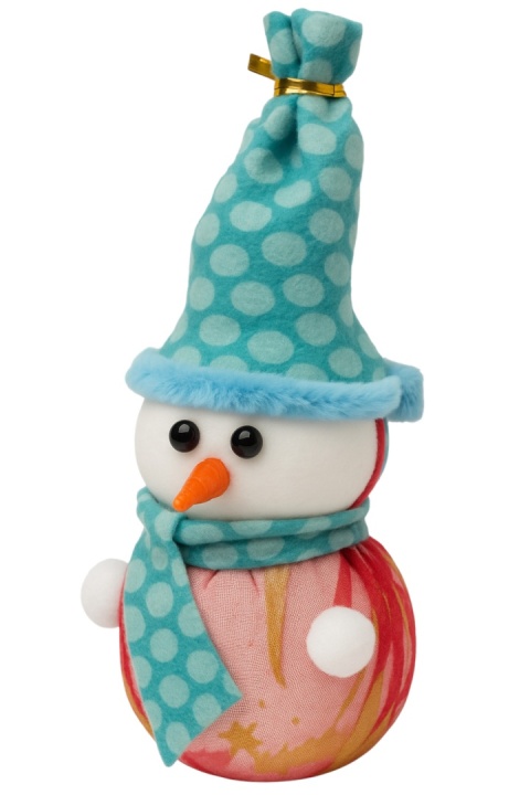 Figurka Bałwan świecący LED ozdoba świąteczna 16cm niebiesko czerwony