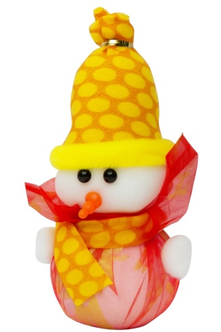 Figurka Bałwan świecący LED ozdoba świąteczna 16cm żółto czerwony