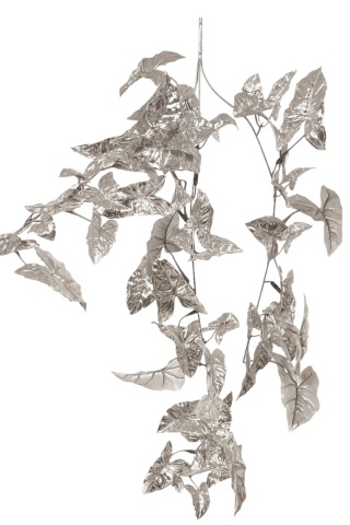 Gałązka liście dekoracyjna duża 90cm srebrna błyszcząca ozdobne listki