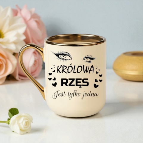 Kubek PREMIUM oryginalny śmieszny prezent dla KOSMETYCZKI Królowa Rzęs