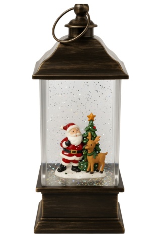 Lampion latarnia LED brokat efekt kuli śnieżnej Mikołaj Renifer