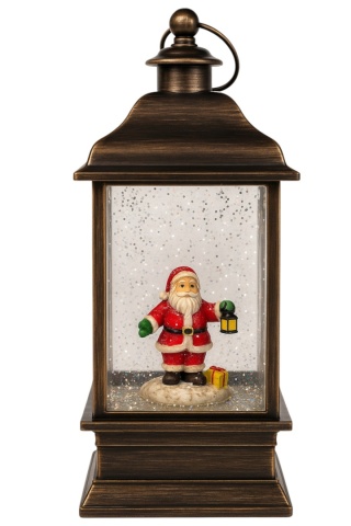 Lampion latarnia LED brokat efekt kuli śnieżnej Mikołaj