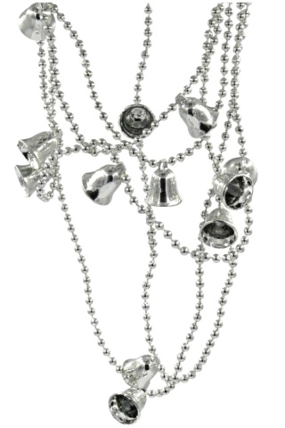 Łańcuch choinkowy z dzwonkami długi 8m ozdoba świąteczna srebrny