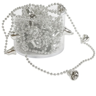 Łańcuch choinkowy z dzwonkami długi 8m ozdoba świąteczna srebrny