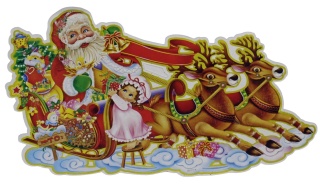 Ozdobna zawieszka świąteczna dekoracja MIKOŁAJ z reniferami 36x23cm