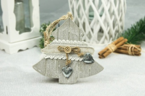 Zawieszka ozdoba świąteczna na choinkę CHOINKA bombka drewniana 14cm