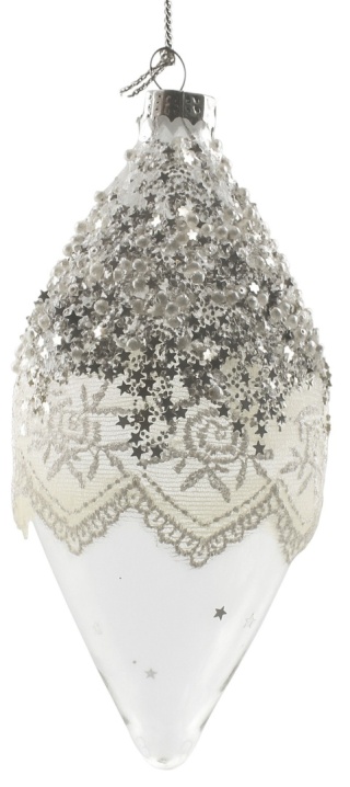 Bombka szklana ozdoba świąteczna dekoracja 14cm przezroczysta zdobiona