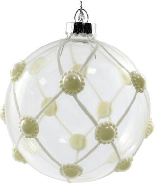 Bombka szklana ozdoba świąteczna dekoracja 8cm przezroczysta zdobiona