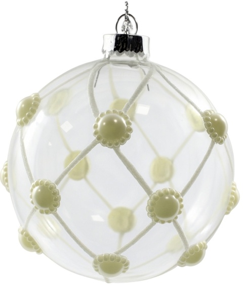 Bombka szklana ozdoba świąteczna dekoracja 8cm przezroczysta zdobiona