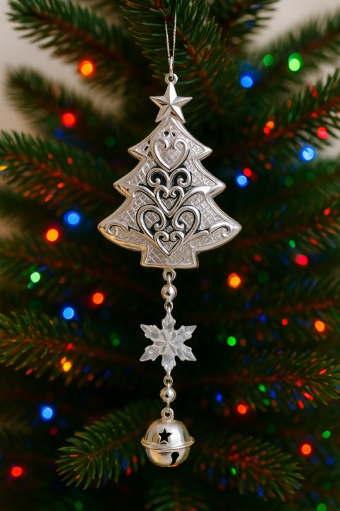 Bombka zawieszka choinkowa choinka srebrna ozdoba świąteczna