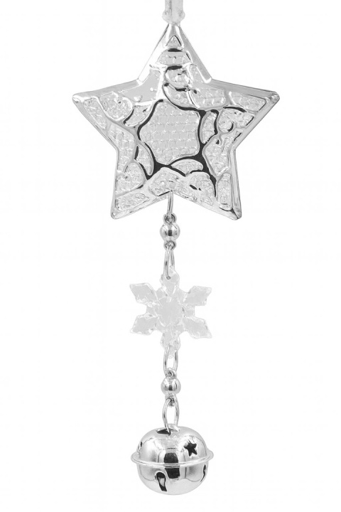 Bombka zawieszka choinkowa gwiazda świąteczna srebrna