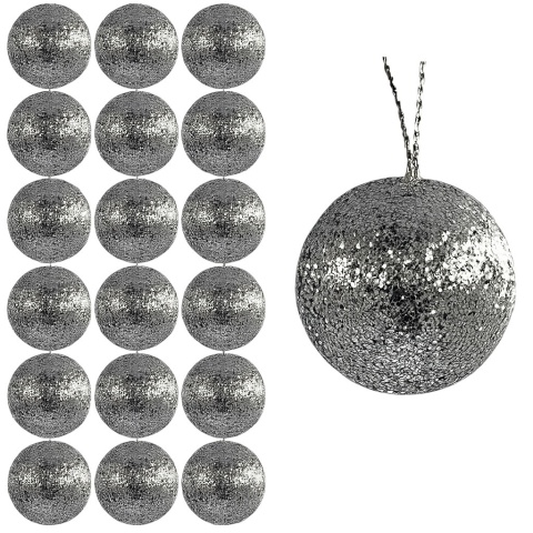 Bombki choinkowe brokatowe ozdoby świąteczne 2,5cm 18szt szary