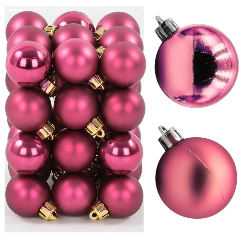 Bombki choinkowe plastikowe ozdoby świąteczne 2,5cm 36szt jasny róż