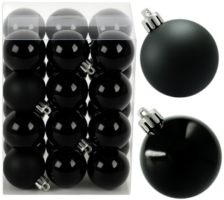 Bombki choinkowe plastikowe ozdoby świąteczne 4cm 24szt czarny