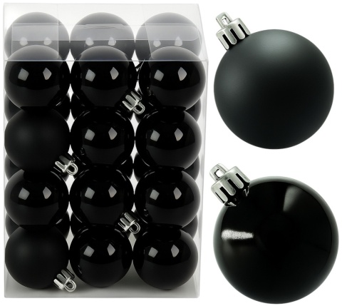 Bombki choinkowe plastikowe ozdoby świąteczne 4cm 24szt czarny