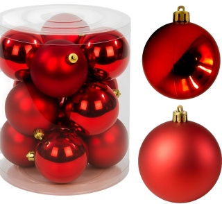 Bombki choinkowe plastikowe ozdoby świąteczne 6cm 12szt czerwony