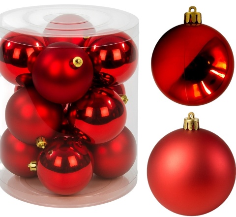 Bombki choinkowe plastikowe ozdoby świąteczne 6cm 12szt czerwony