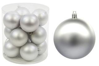 Bombki choinkowe plastikowe ozdoby świąteczne 6cm 12szt srebrny mat