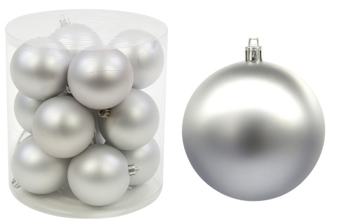 Bombki choinkowe plastikowe ozdoby świąteczne 6cm 12szt srebrny mat